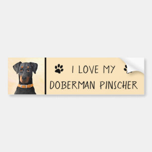 Dobermann Pinschergeschilderd origineel kunstwerk Bumpersticker