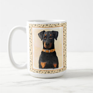 Dobermann Pinschergeschilderd origineel kunstwerk  Koffiemok