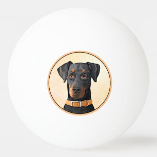 Dobermann Pinschergeschilderd origineel kunstwerk  Pingpongbal