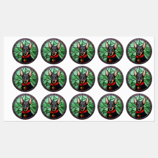 Dobermann Pinschers Glas in lood Kerstmis Labels (Vel)