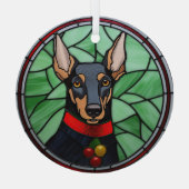 Dobermann Pinschers Glas in Lood Kerstmis Ornament (Achterkant)
