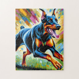 Dobermann Pinschers Hond Portret Acryl Kunstprint Legpuzzel