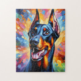Dobermann Pinschers Hond Portret Acryl Kunstprint Legpuzzel
