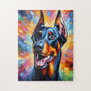 Dobermann Pinschers Hond Portret Acryl Kunstprint Legpuzzel