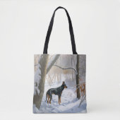 Dobermann Pinschers Laat het sneeuwen Kerstmis Tote Bag (Voorkant)