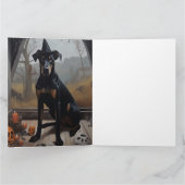 Dobermann Pompoenen Halloween Griezelen Kaart (Binnen)