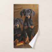 Dobermann Puppy Autumn Delight Pompoen Bad Handdoek (Handdoek)