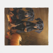 Dobermann Puppy Autumn Delight Pompoen Fleece Deken (Voorkant (Horizontaal))