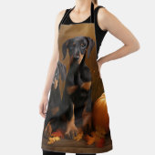 Dobermann Puppy Autumn Delight Pompoen Schort (Insitu)