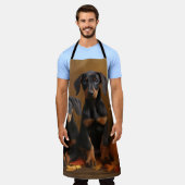 Dobermann Puppy Autumn Delight Pompoen Schort (Gedragen)