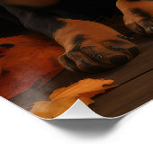 Dobermann Puppy Herfst Plezier Pompoen Perfect Poster (Hoek)