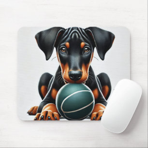 Dobermann Puppy met een Bal Muismat