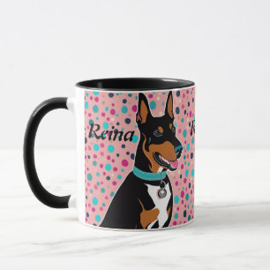 Dobermann Puppy Naam toevoegen Schattige in Roze & Mok