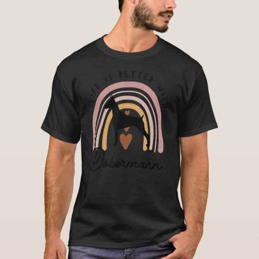 Dobermann Rainbow Dog mama T-shirt (Voorkant)