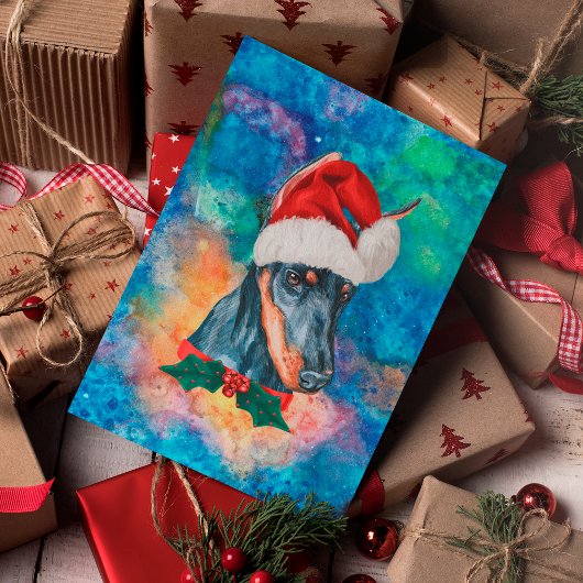 Dobermann Ras Hond Kerstmis Feestdagenkaart