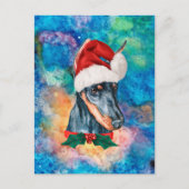 Dobermann Ras Hond Kerstmis Feestdagenkaart (Voorkant)