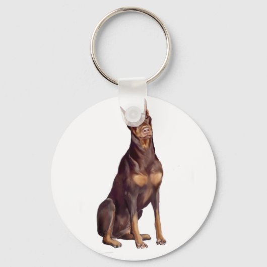 Dobermann (rode zit) sleutelhanger (Voorkant)