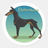 dobermann ronde sticker (Voorkant)