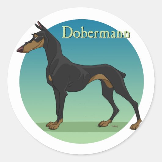dobermann ronde sticker (Voorkant)