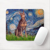 Dobermann (rood) - Sterrennacht Muismat (Met muis)