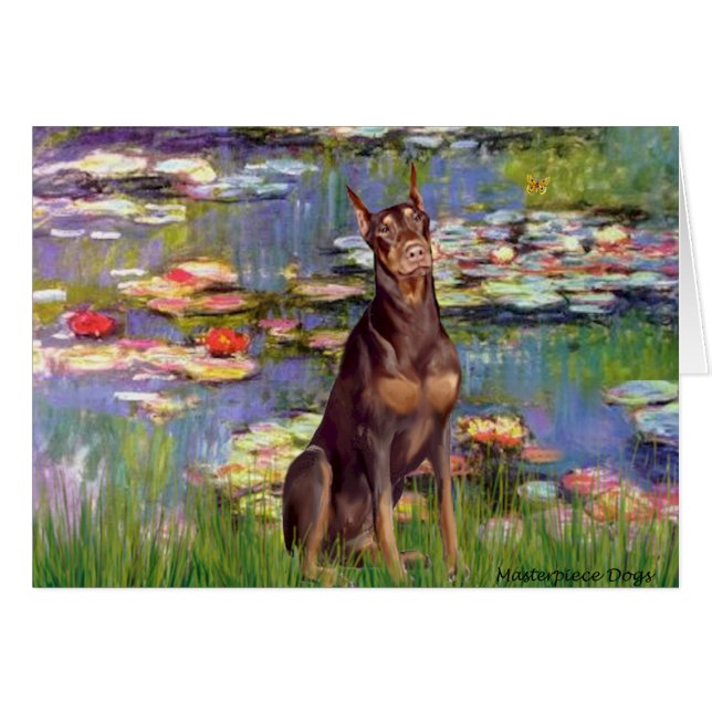 Dobermann (rood) - Waterlelies 2 (Voorkant Horizontaal)