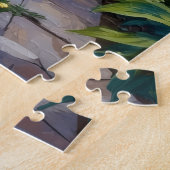 Dobermann schemering lelie tuin kunst legpuzzel (Zijkant)