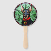 Dobermann Schilderij Kerst Handwaaier (Voorkant)