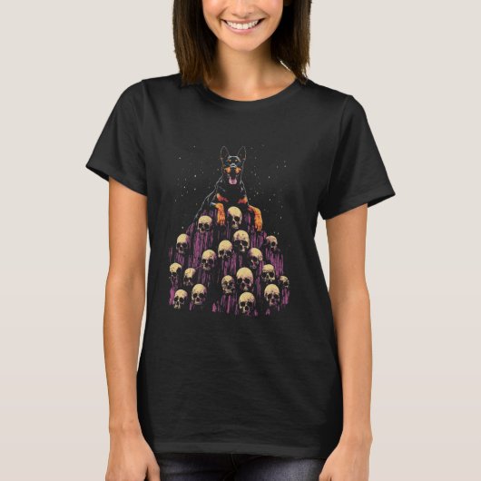 Dobermann Skelet Hond Goth T-shirt (Voorkant)