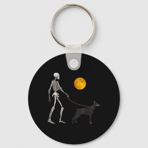 Dobermann Skelet Hond Wandelen Halloween Kostuum Sleutelhanger