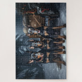 Dobermann Sneeuw Slede Kerst Decoratie Legpuzzel (Verticaal)