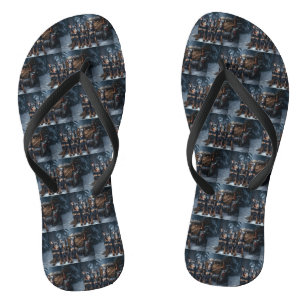Dobermann Sneeuw Slede Kerst Decoratie Teenslippers