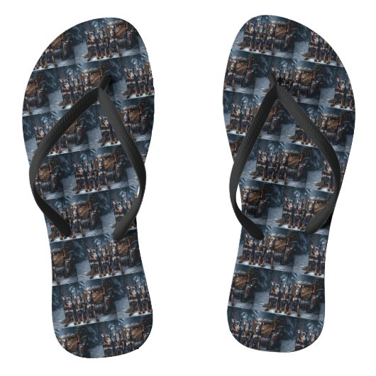 Dobermann Sneeuw Slede Kerst Decoratie Teenslippers (Voetbed)