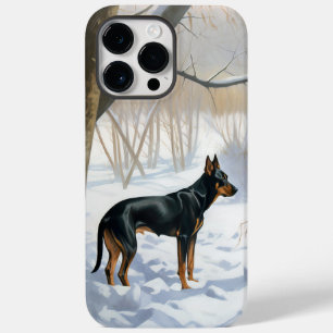 Dobermann Sneeuwt het Kerstmis Case-Mate iPhone 14 Pro Max Hoesje