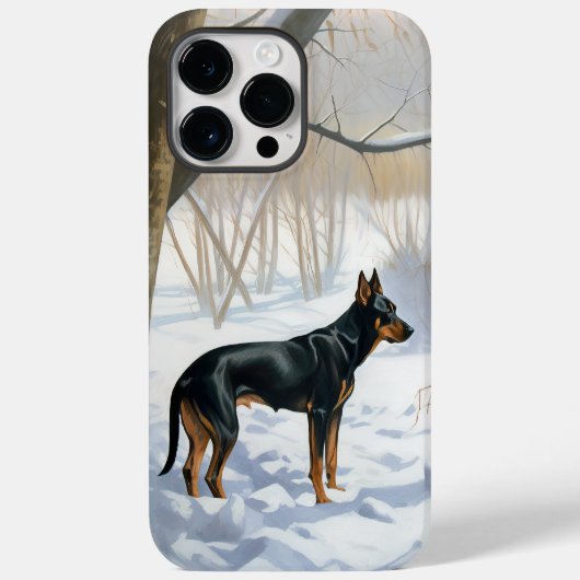 Dobermann Sneeuwt het Kerstmis Case-Mate iPhone Case (Achterkant)