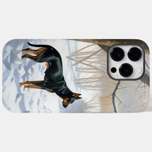 Dobermann Sneeuwt het Kerstmis Case-Mate iPhone Case (Achterkant (horizontaal))