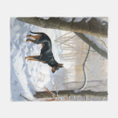 Dobermann Sneeuwt het Kerstmis Fleece Deken (Voorkant (Horizontaal))