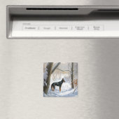 Dobermann Sneeuwt Kerstmis Magneet (Insitu (Vaatwasser))