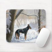 Dobermann Sneeuwt Kerstmis Muismat (Met muis)