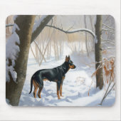 Dobermann Sneeuwt Kerstmis Muismat (Voorkant)