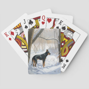 Dobermann Sneeuwt Kerstmis Pokerkaarten