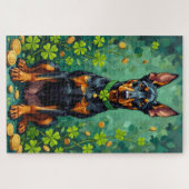 Dobermann St. Patrick's Day Elegante GeluksHond Legpuzzel (Horizontaal)