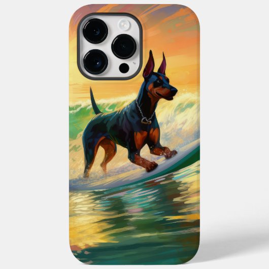 Dobermann Strand Surfing Schilderij Case-Mate iPhone Case (Achterkant)