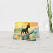 Dobermann Strand Surfing Schilderij Kaart (Voorkant)