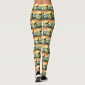 Dobermann Strand Surfing Schilderij Leggings (Achterkant)