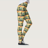 Dobermann Strand Surfing Schilderij Leggings (Rechts)