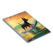 Dobermann Strand Surfing Schilderij Notitieboek (Rechterzijde)
