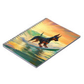 Dobermann Strand Surfing Schilderij Notitieboek (Linkerzijde)