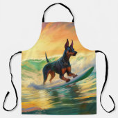 Dobermann Strand Surfing Schilderij Schort (Voorkant)