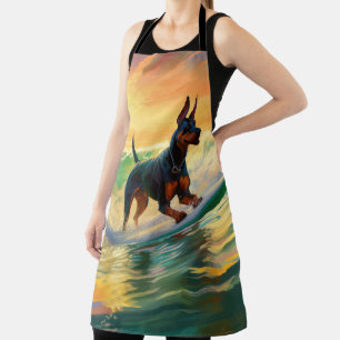 Dobermann Strand Surfing Schilderij Schort