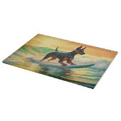 Dobermann Strand Surfing Schilderij Snijplank (Hoek)